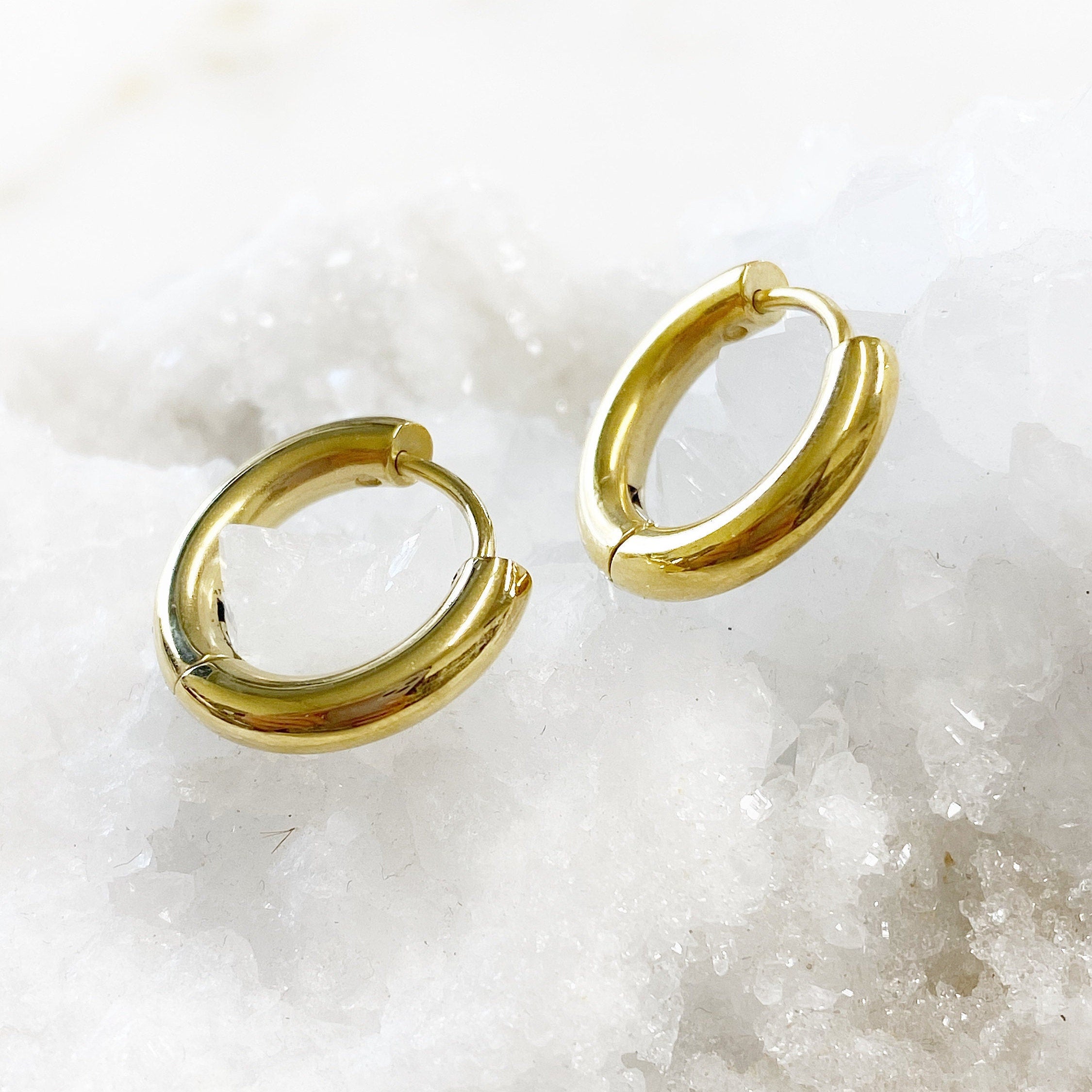 Gold Plated Thick Mini Hoop Earrings Earring Sold As Pair (2pc)