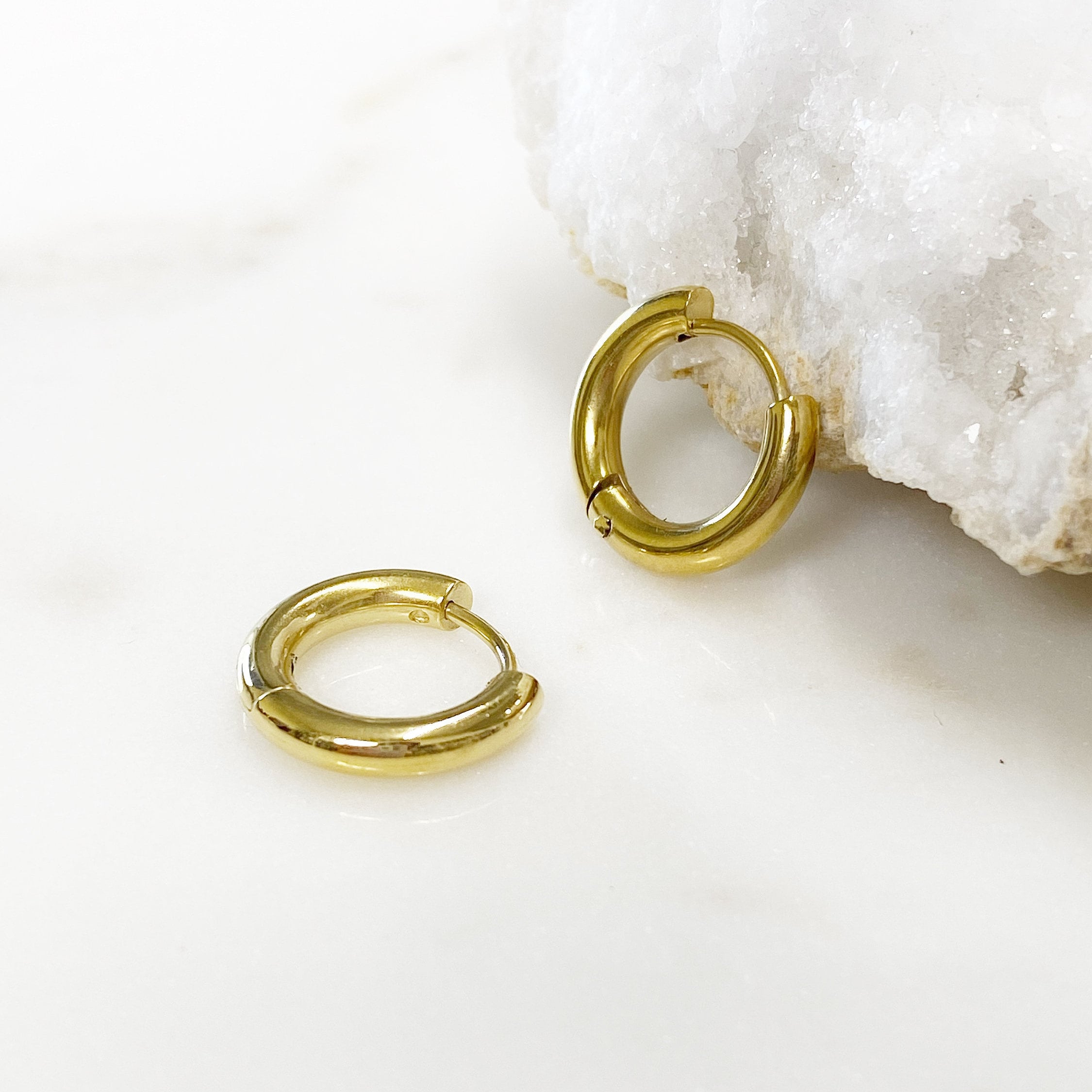 Gold Plated Thick Mini Hoop Earrings Earring Sold As Pair (2pc)