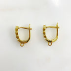 Gold Plated Shimmering Diamond Shaped CZ Square Hoop Earrings (2pc)
