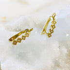 Gold Plated Shimmering Diamond Shaped CZ Square Hoop Earrings (2pc)