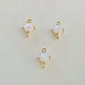 Gold Plated Tiny Square Opal Connector Dainty Bezel 9mm x 6mm Gold
