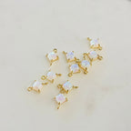 Gold Plated Tiny Square Opal Connector Dainty Bezel 9mm x 6mm Gold