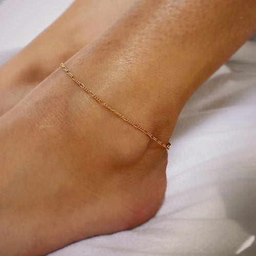 14K Gold Filled Ava Anklet Dainty Thin Chain Ready to Wear Anklet