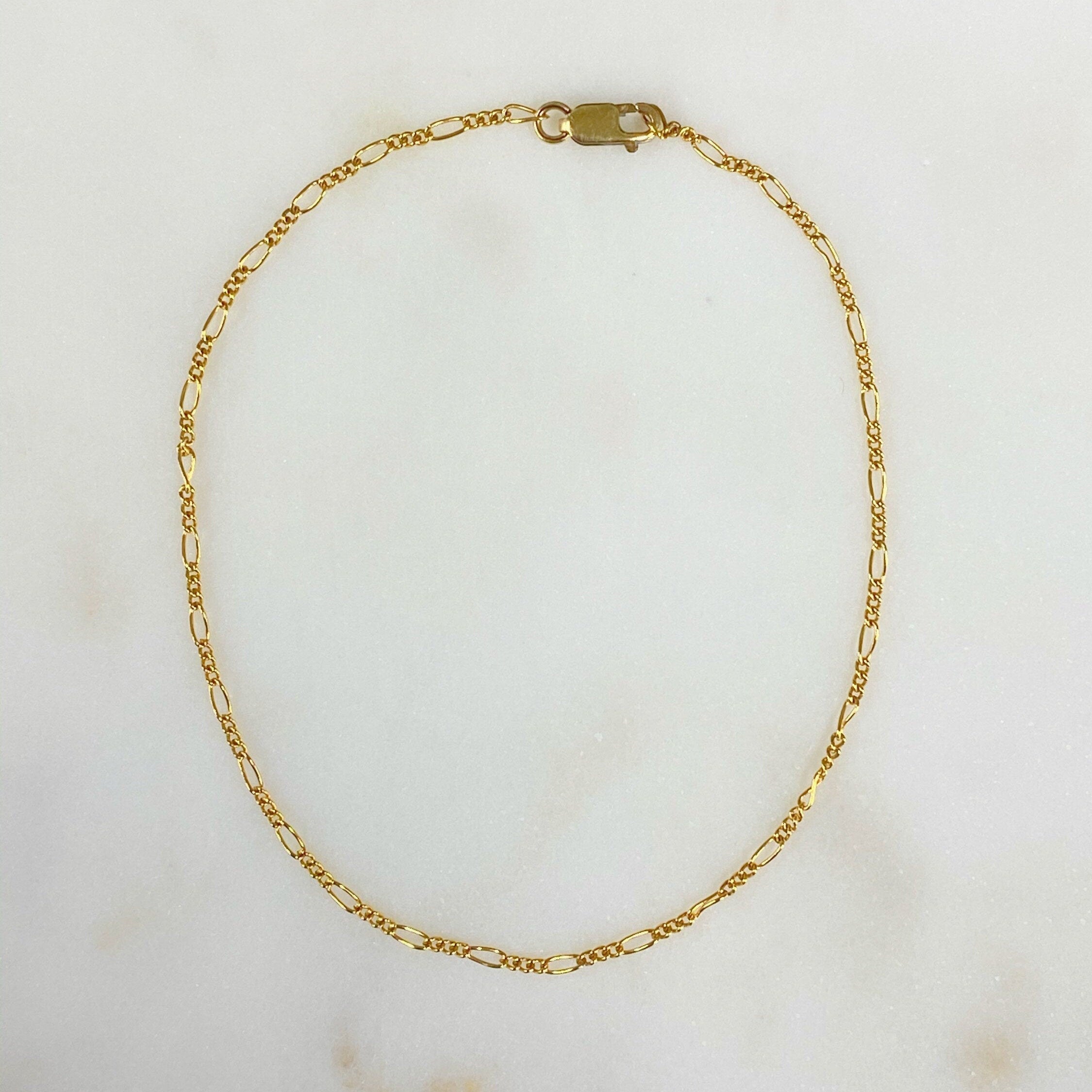 14K Gold Filled Ava Anklet Dainty Thin Chain Ready to Wear Anklet