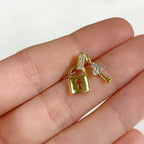 Gold Plated Lock and Key CZ Pave Charm Lock CZ Key and Hook 1 Piece