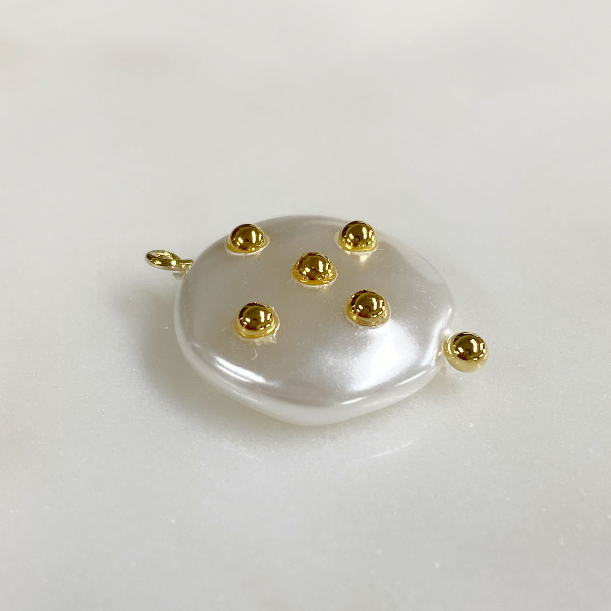 Gold Plated Round Acrylic Pearl Charm Baroque Acrylic Pearl Charm