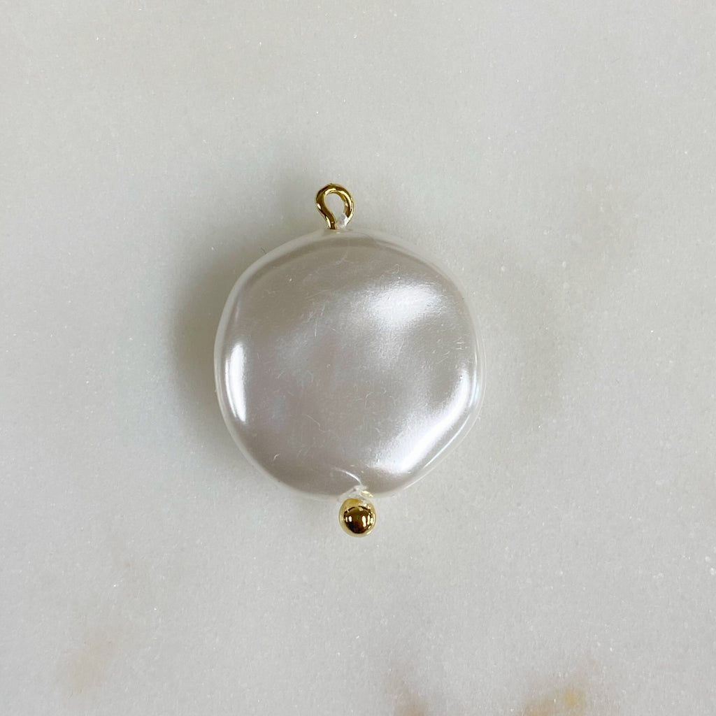 Gold Plated Round Acrylic Pearl Charm Baroque Acrylic Pearl Charm