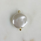 Gold Plated Round Acrylic Pearl Charm Baroque Acrylic Pearl Charm