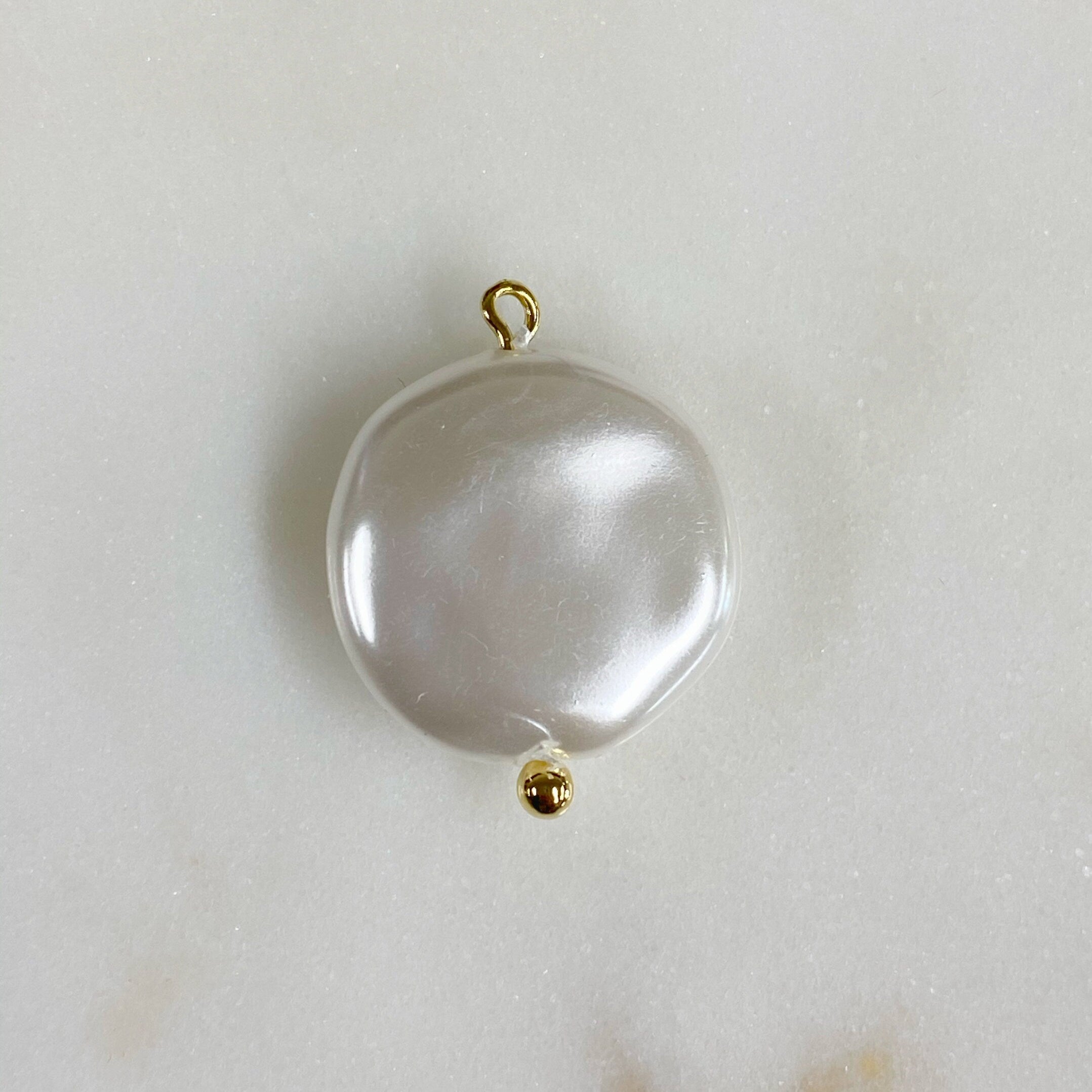 Gold Plated Round Acrylic Pearl Charm Baroque Acrylic Pearl Charm