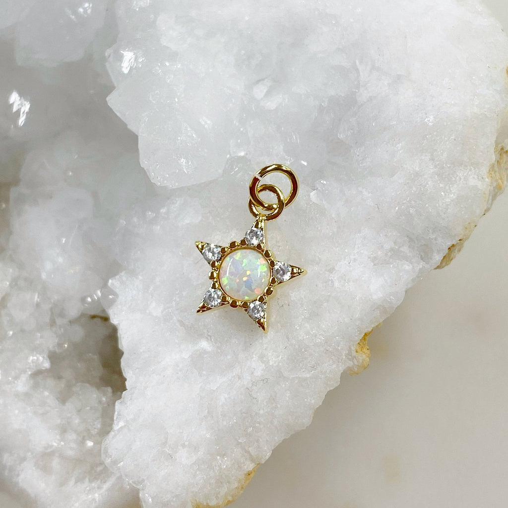 Gold Plated Small Star Celestial Opal Gold Charm Cubic Zirconia Lab