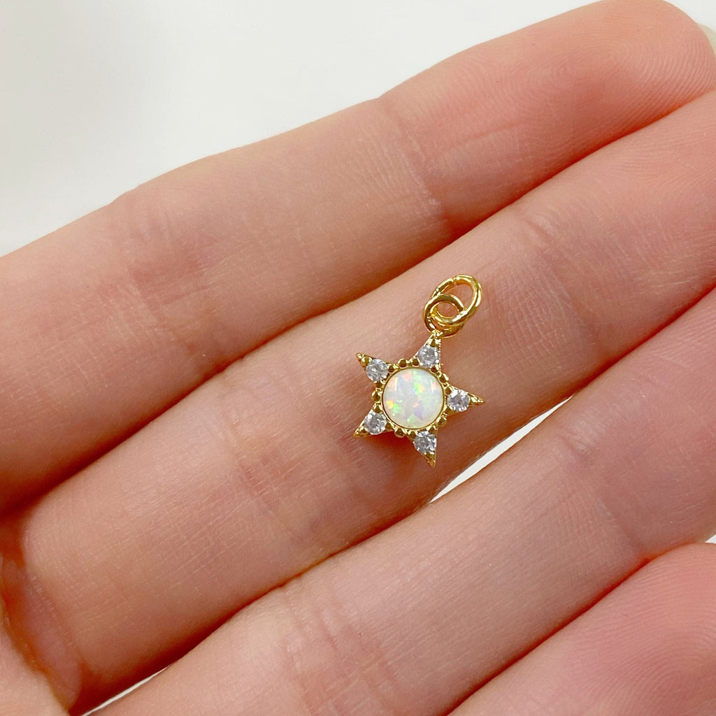 Gold Plated Small Star Celestial Opal Gold Charm Cubic Zirconia Lab