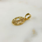 Gold Plated 10 Point CZ Pave Charm Lab Created Opal Drop CZ Sun
