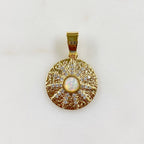 Gold Plated 10 Point CZ Pave Charm Lab Created Opal Drop CZ Sun