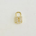 9mmx 6mm Gold Plated Dainty Mini Pave CZ Detailed Lock Charm