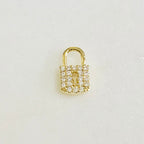 9mmx 6mm Gold Plated Dainty Mini Pave CZ Detailed Lock Charm