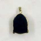 23mmx30mm Gold Plated Buddha Pendant Charm Wrapped in Semi Matte Black Stone