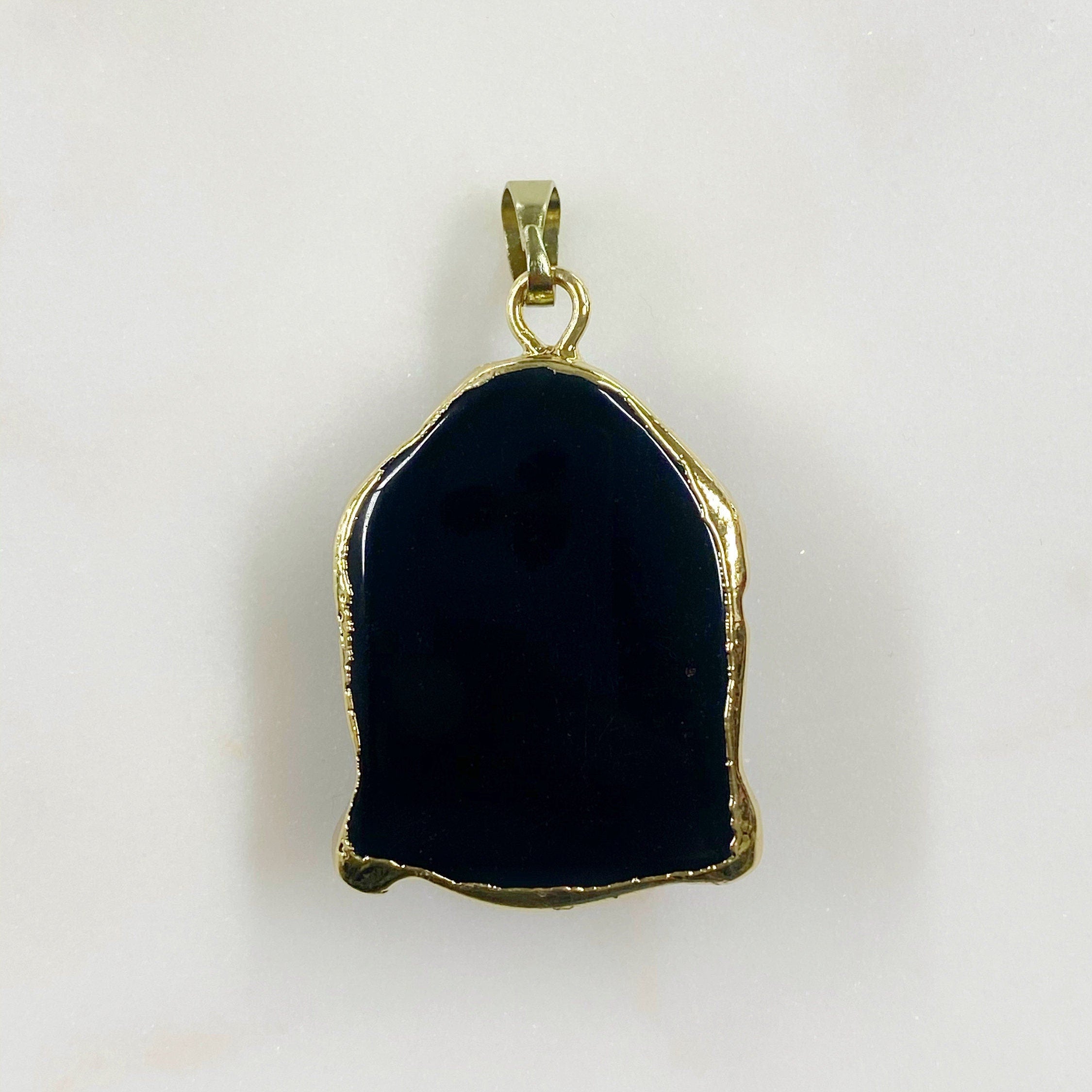 23mmx30mm Gold Plated Buddha Pendant Charm Wrapped in Semi Matte Black Stone