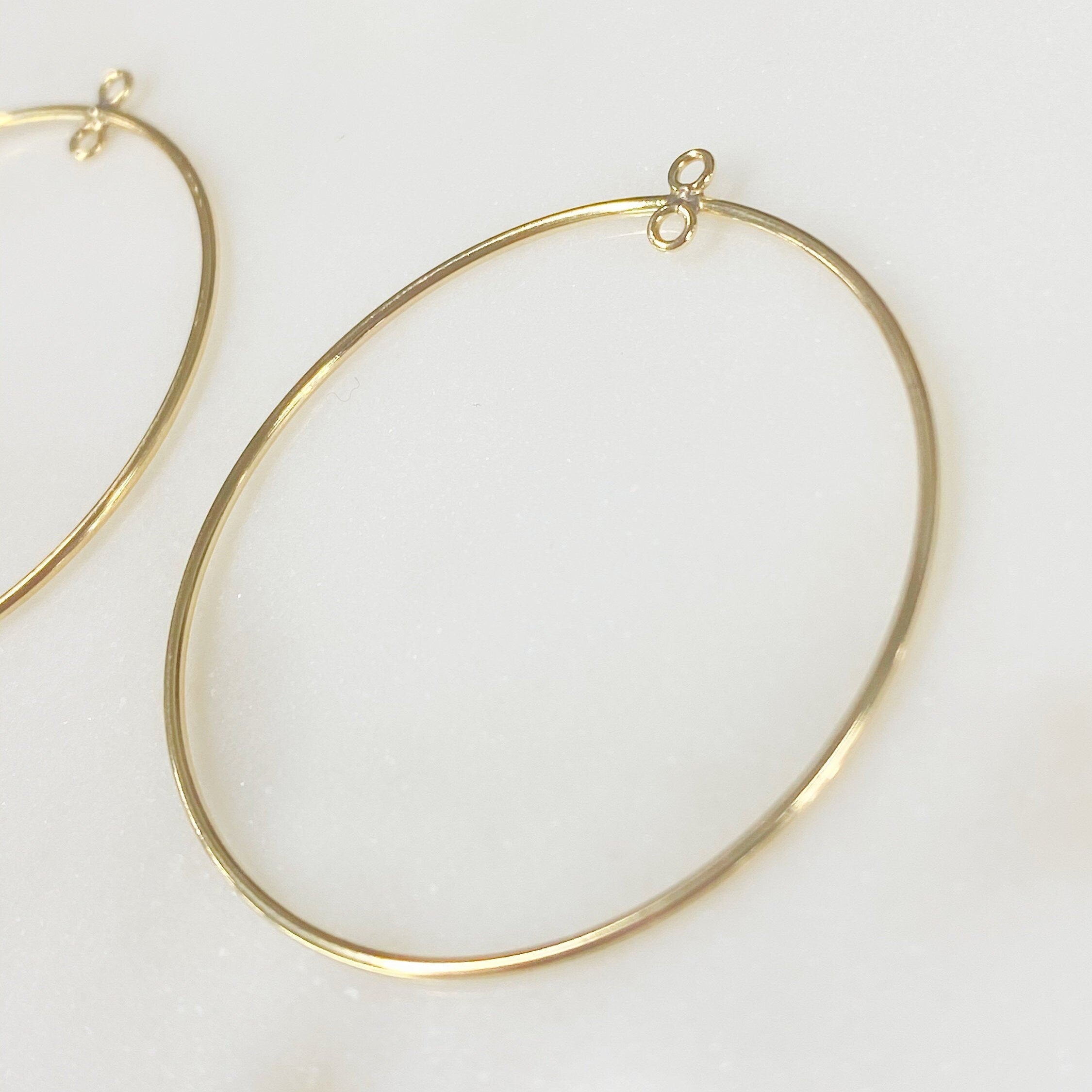 14K Gold Filled Circle Round 38mm Chandelier Finding with Inside Ring (2pc)