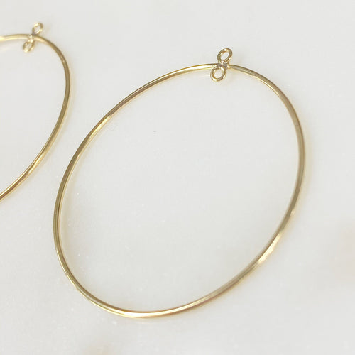 14K Gold Filled Circle Round 38mm Chandelier Finding with Inside Ring (2pc)
