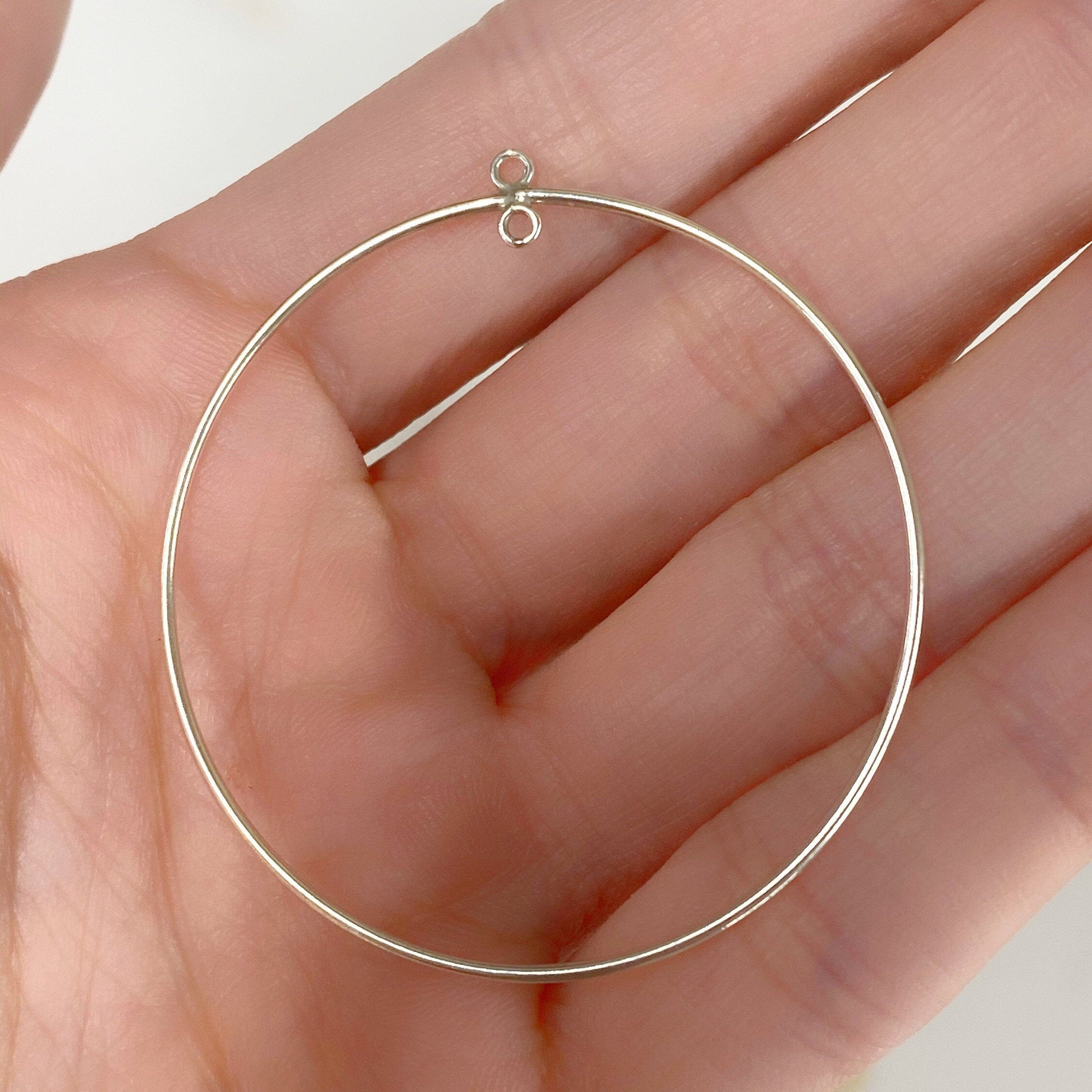 Sterling Silver Circle Round 40mm Chandelier Finding with Inside Ring (2pc)