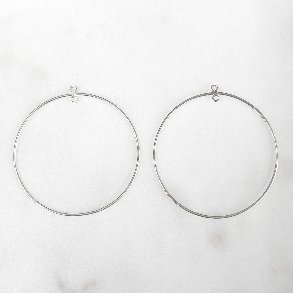 Sterling Silver Circle Round 40mm Chandelier Finding with Inside Ring (2pc)