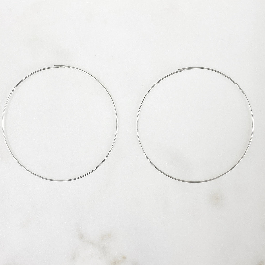 Sterling Silver Beading Hoop Earring Wire 45mm Earring Wires Earring (2pc)