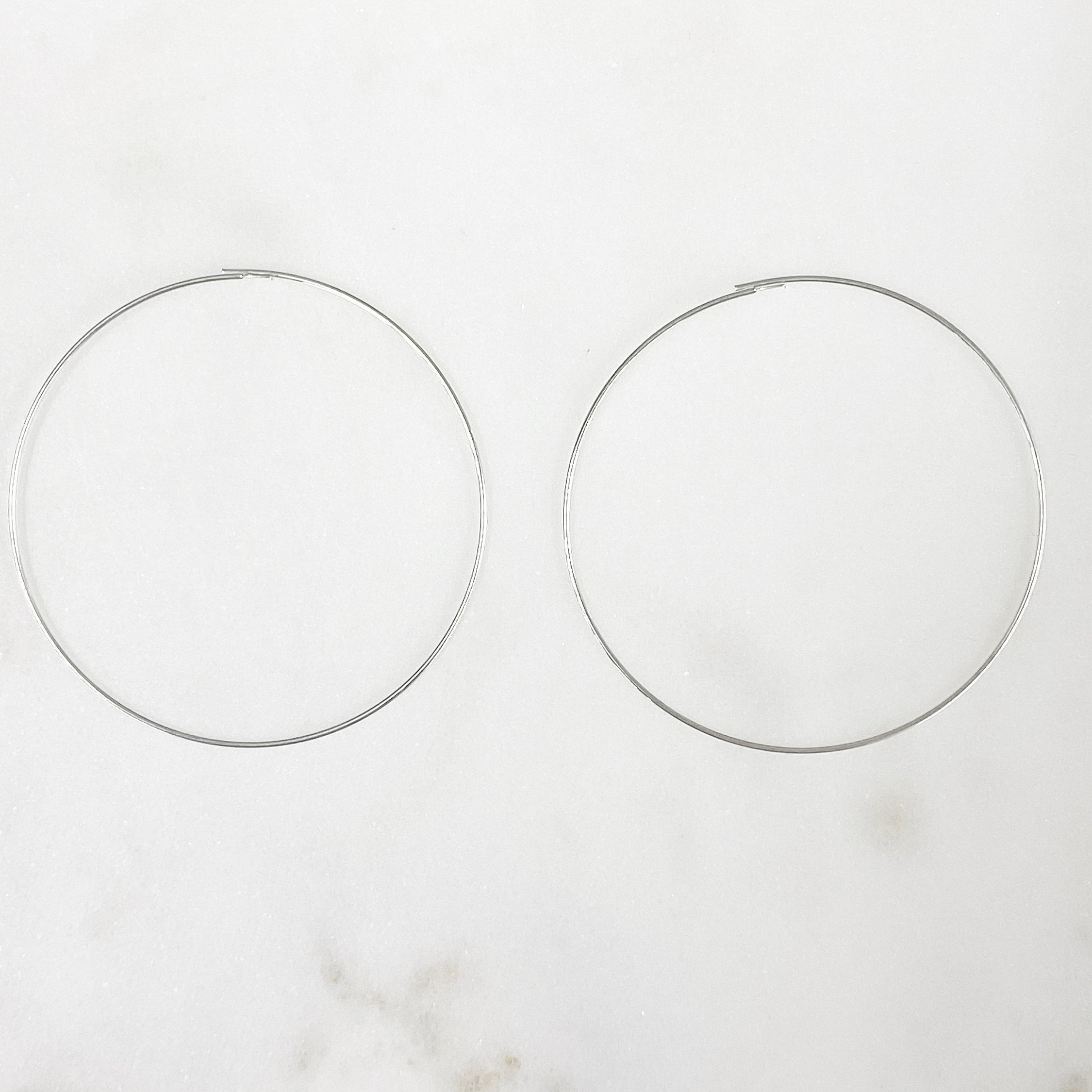 Sterling Silver Beading Hoop Earring Wire 45mm Earring Wires Earring (2pc)