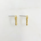 Gold Plated Shimmering Safety Pin Stud CZ Pave Earring Sold As Pair (2pc)
