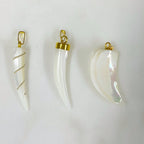 Gold Plated Mother of Pearl Tusk Pendant Charm Choose Your Style
