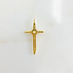 Gold Plated Long Cubic Zirconia Cross Charm Religious Charm Pendant – Gold