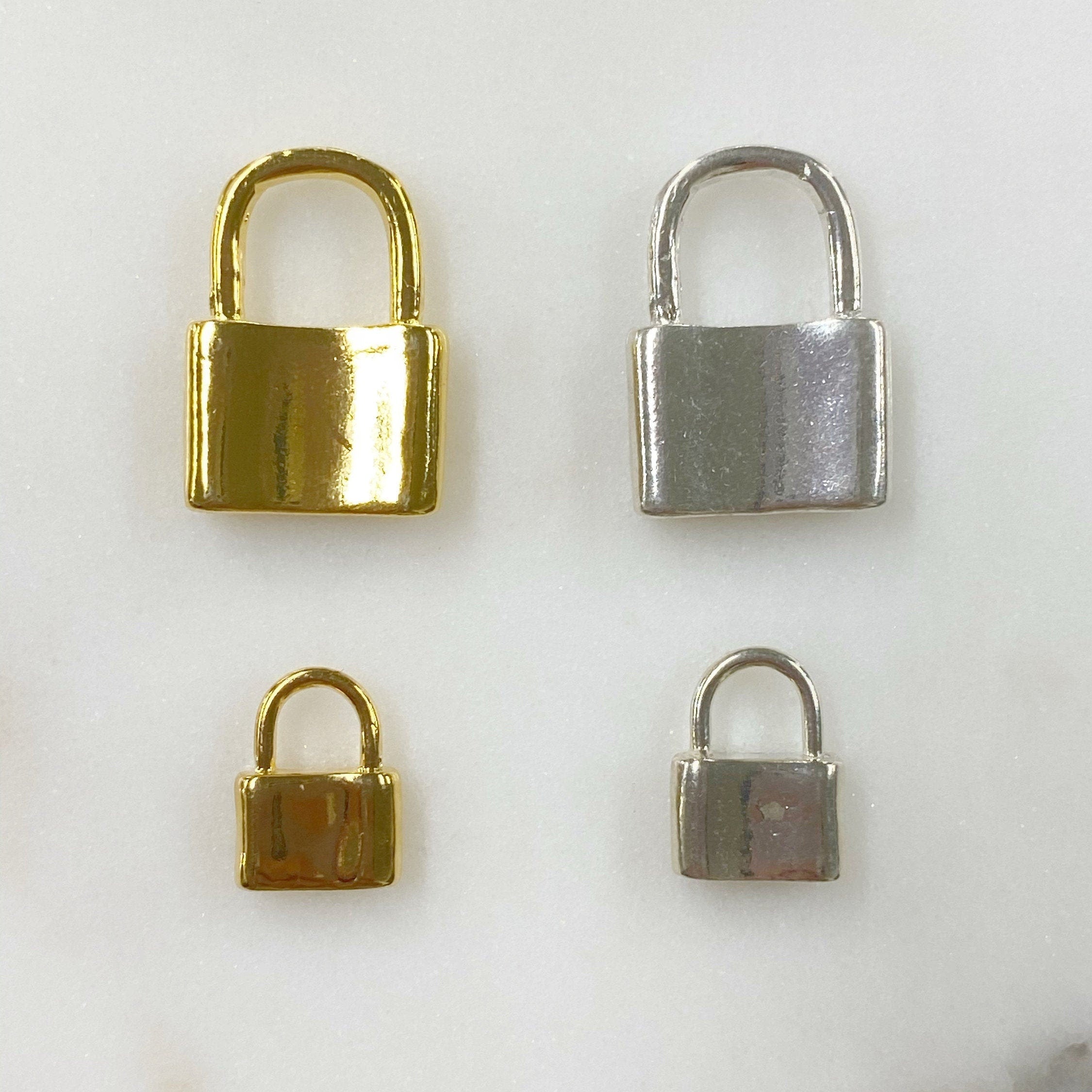 Sterling Silver or Vermeil Padlock Lock Charm in Small or Large or Best Friend