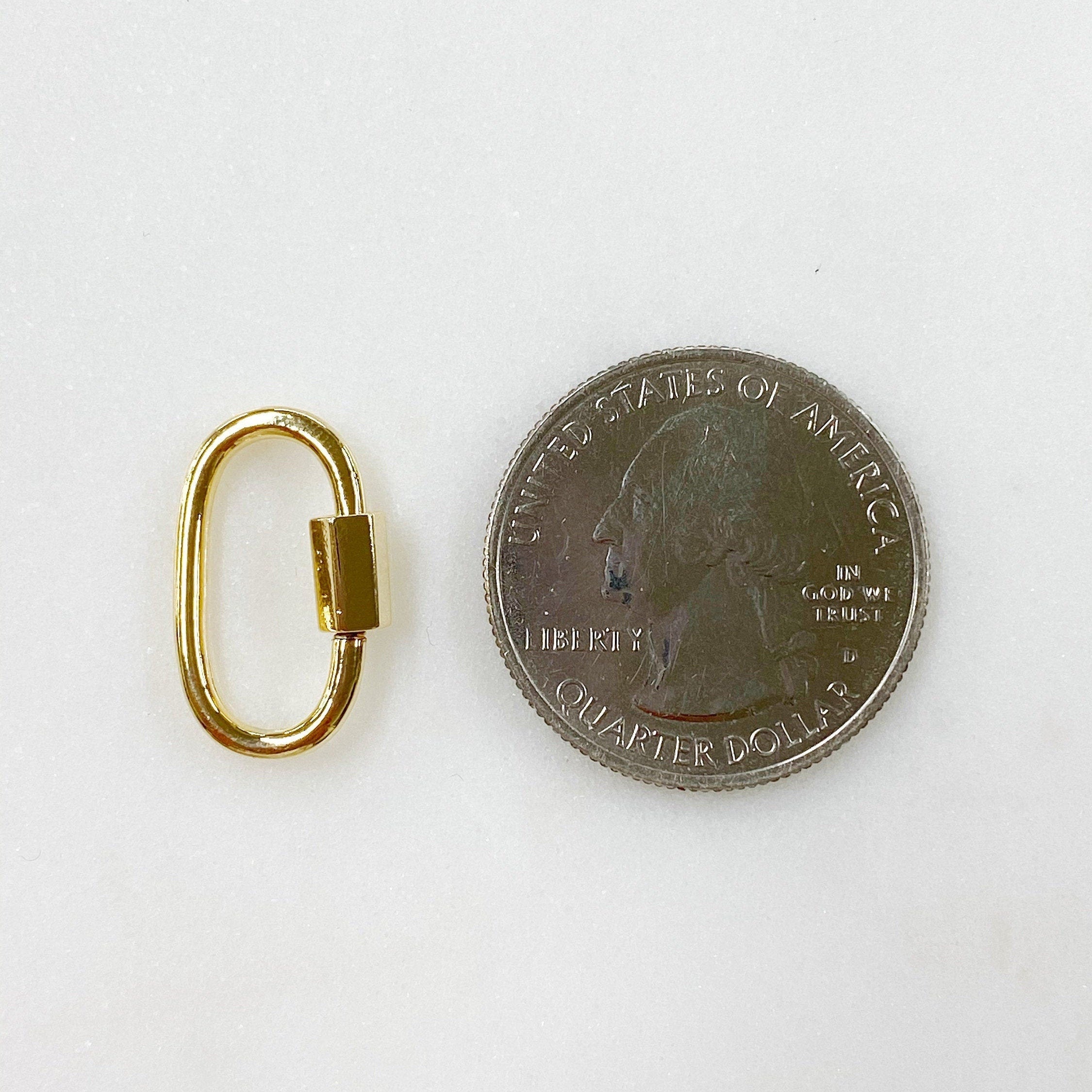 15mmx10mm Gold Plated Rounded Simple Carabiner Screw Clasp Necklace Connector