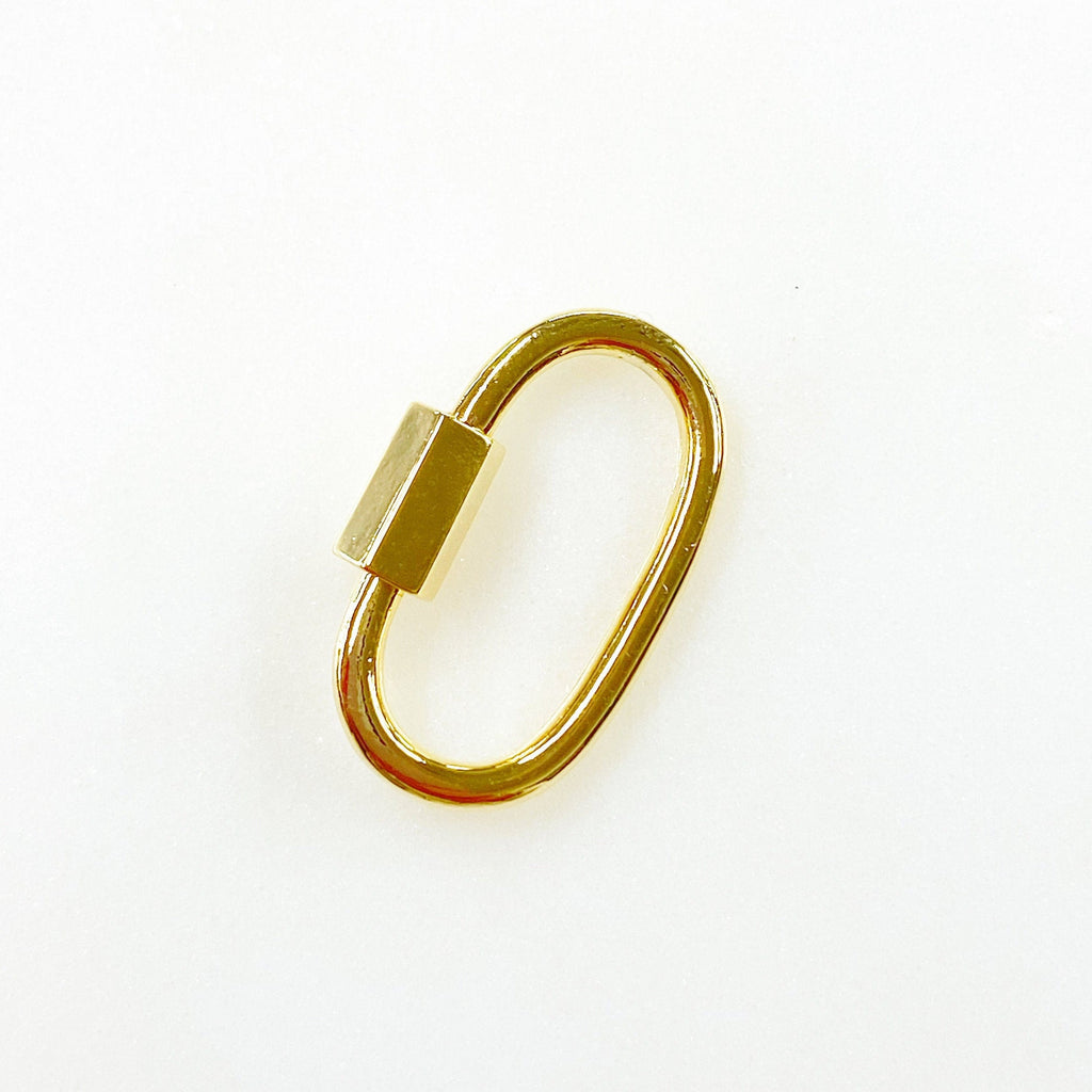 15mmx10mm Gold Plated Rounded Simple Carabiner Screw Clasp Necklace Connector