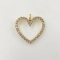 Gold Plated Sparkly Heart 16K Pendant Charm Cubic Zirconia Pave
