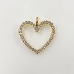Gold Plated Sparkly Heart 16K Pendant Charm Cubic Zirconia Pave