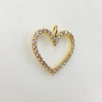 Gold Plated Sparkly Heart 16K Pendant Charm Cubic Zirconia Pave