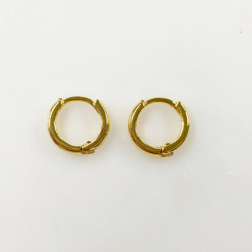 2mmx9mm 18K Gold Filled Small Snap Hoop Earrings Mini Gold Hoops (2pc)