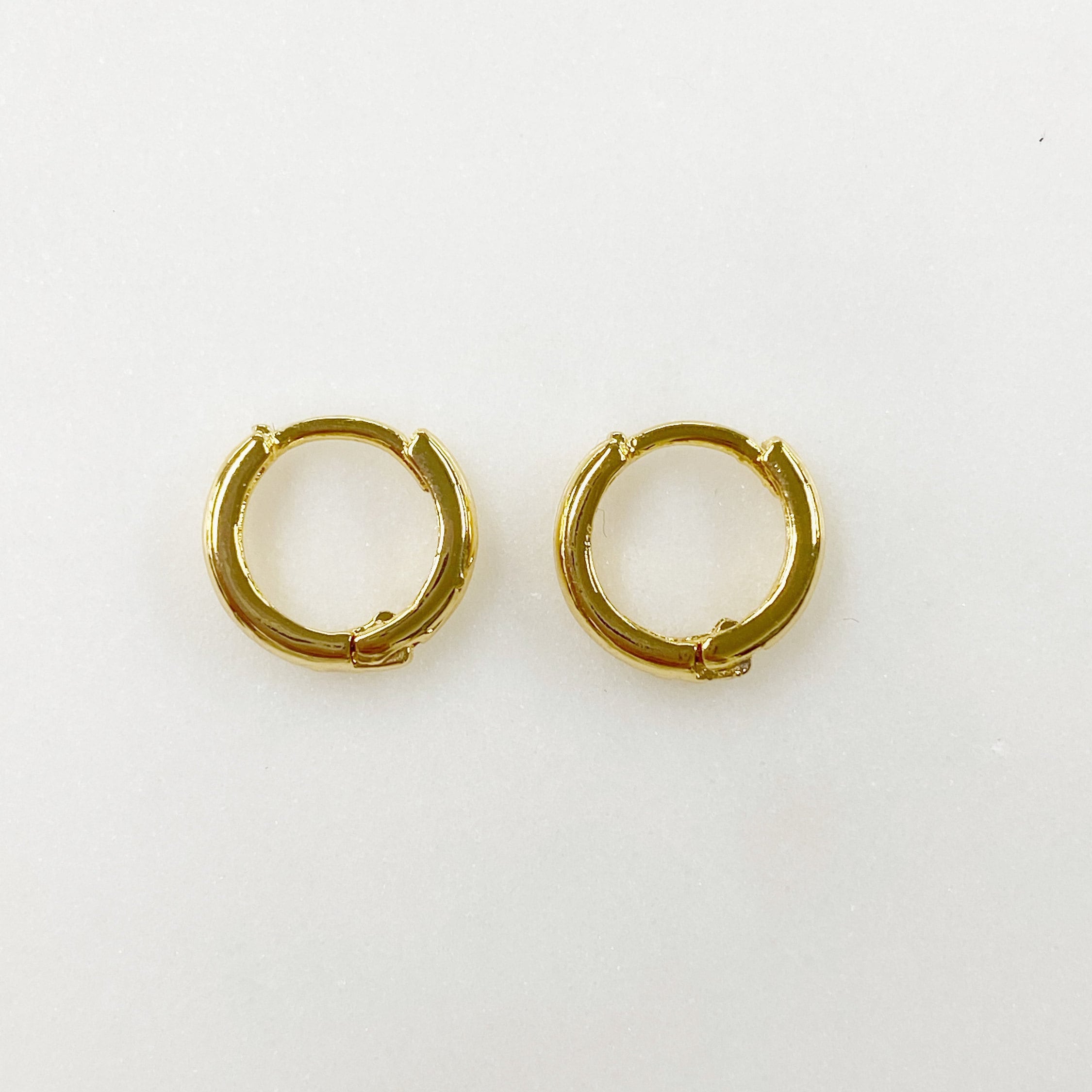 2mmx9mm 18K Gold Filled Small Snap Hoop Earrings Mini Gold Hoops (2pc)