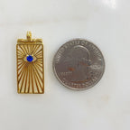 Gold Plated Rectangle Evil Eye Charm with Blue Round Crystal