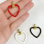 Gold Plated Enamel Heart Charm Red Black or White