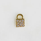 8mmx5mm Gold Plated Teeny Tiny CZ Pave Lock Charm Simple Mini Lock Charm