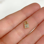 8mmx5mm Gold Plated Teeny Tiny CZ Pave Lock Charm Simple Mini Lock Charm