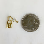 Gold Plated Lock and Key CZ Pave Charm Lock CZ Key and Hook 1 Piece