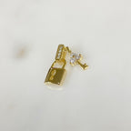 Gold Plated Lock and Key CZ Pave Charm Lock CZ Key and Hook 1 Piece