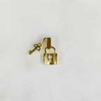 Gold Plated Lock and Key CZ Pave Charm Lock CZ Key and Hook 1 Piece