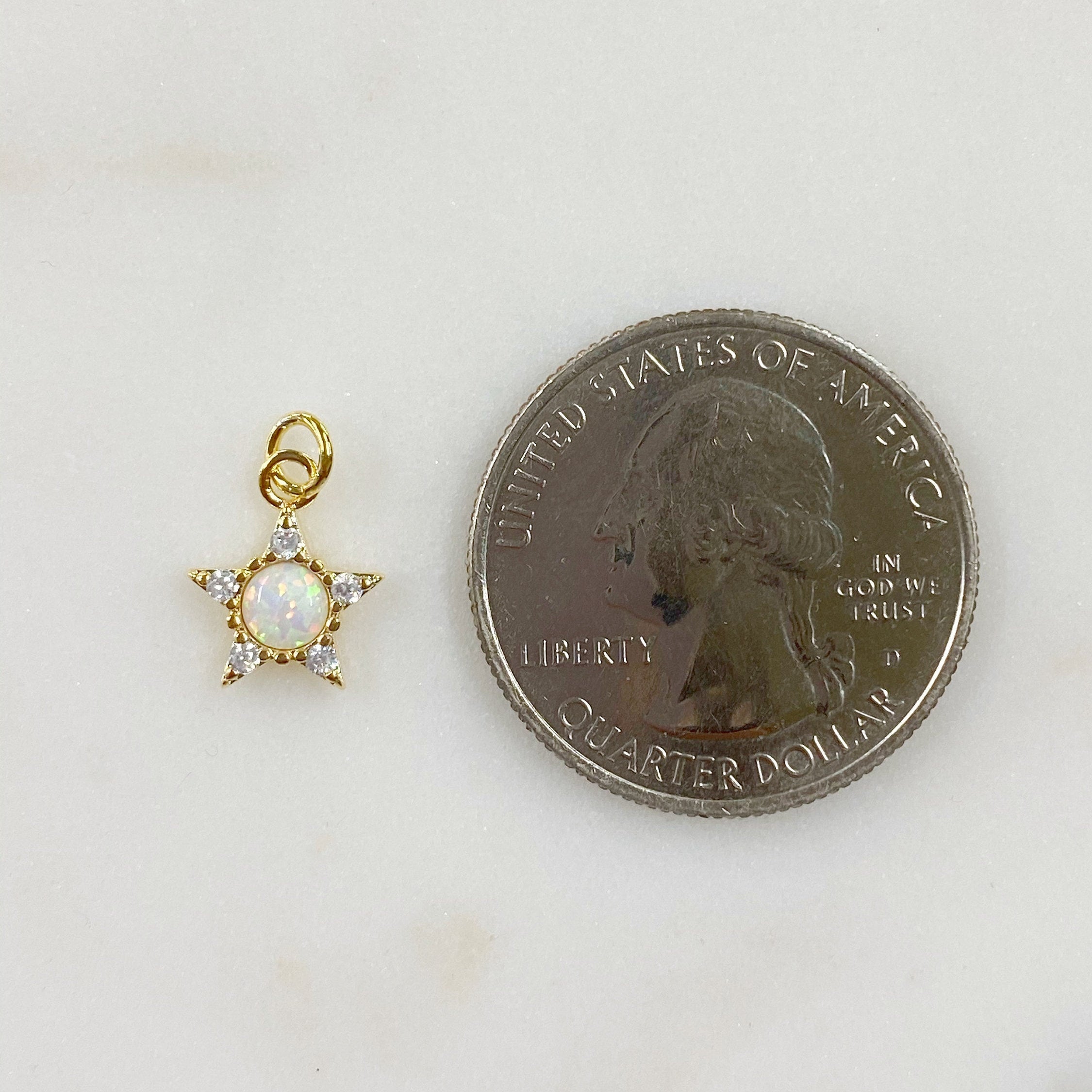 Gold Plated Small Star Celestial Opal Gold Charm Cubic Zirconia Lab