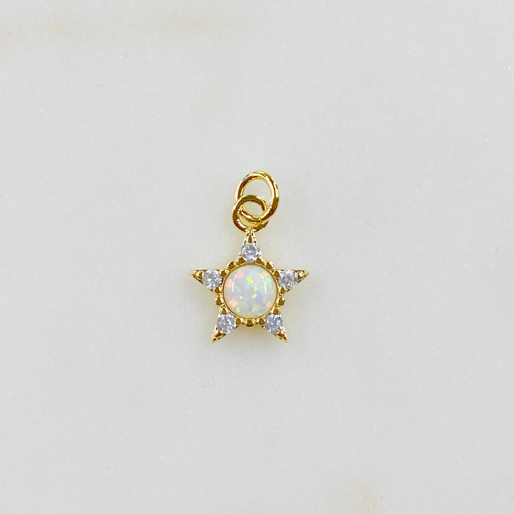 Gold Plated Small Star Celestial Opal Gold Charm Cubic Zirconia Lab