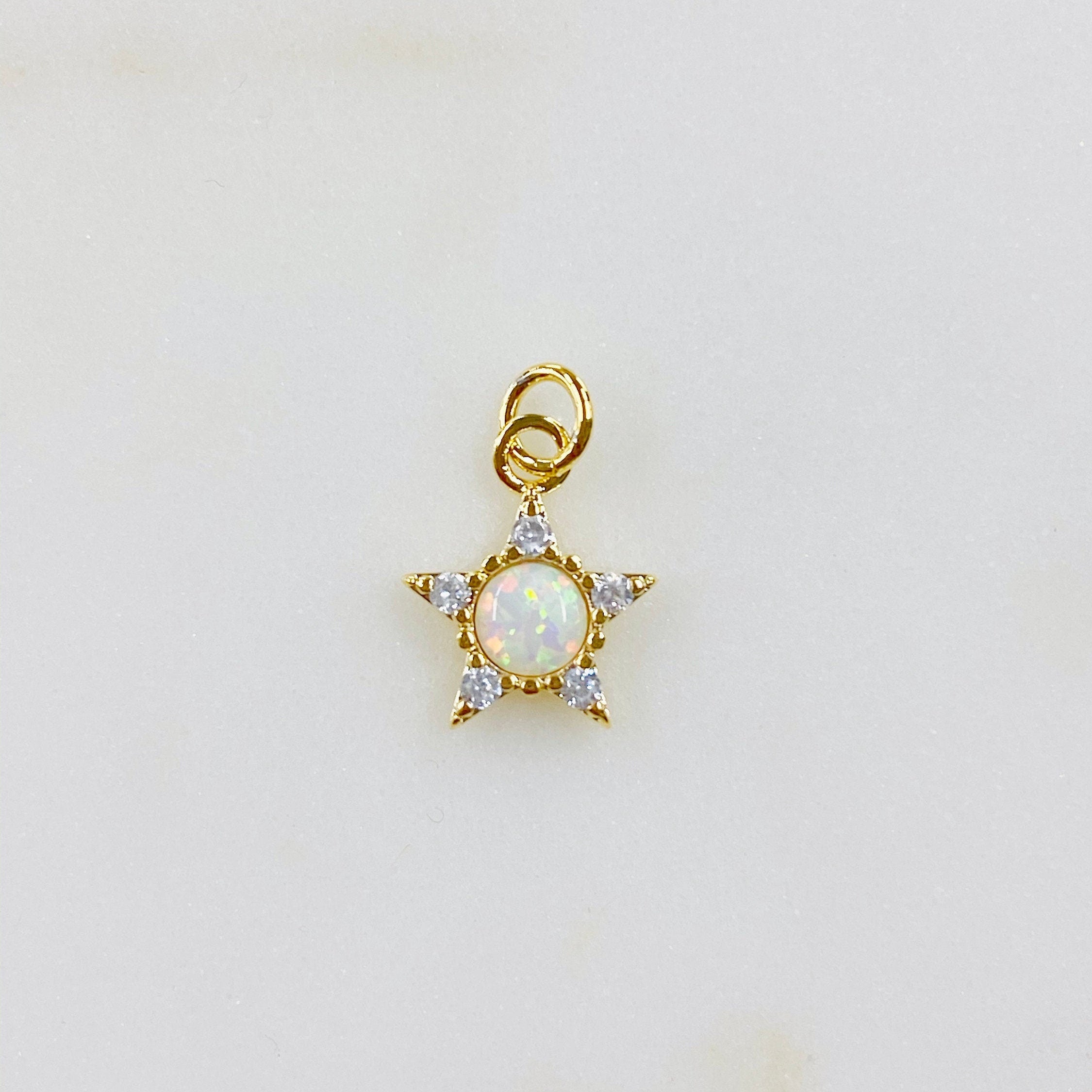 Gold Plated Small Star Celestial Opal Gold Charm Cubic Zirconia Lab