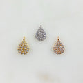 Rhodium Plated Teeny Tiny CZ Oval Drop Charm Gold Silver Rose Gold