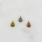 Rhodium Plated Teeny Tiny CZ Oval Drop Charm Gold Silver Rose Gold